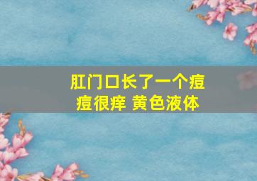 肛门口长了一个痘痘很痒 黄色液体